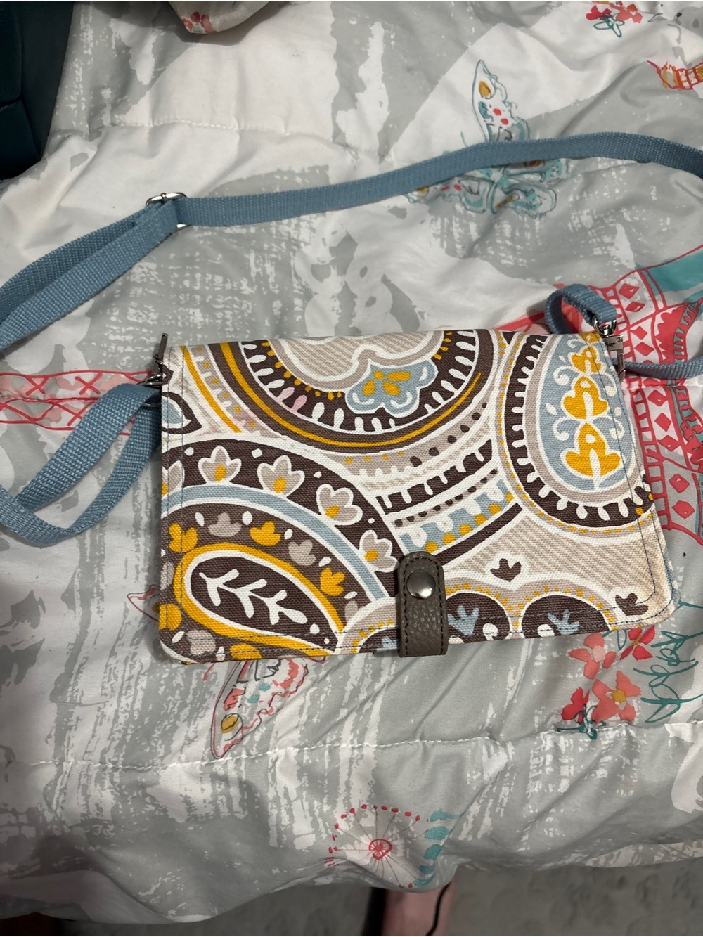 Thirty One Crossbody Bag in Blue, Yellow and Brown